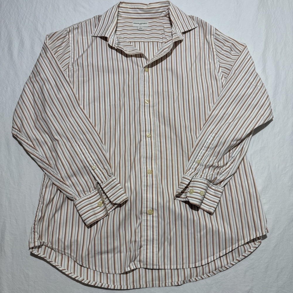 Banana Republic Shirt Men's L Striped Button Down Dress Casual Long Sleeve - Picture 2 of 7
